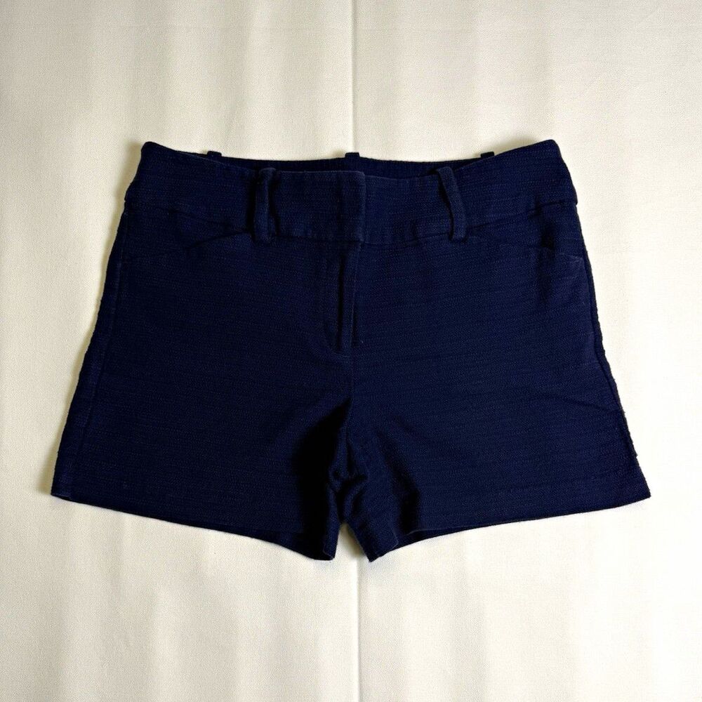 Ann Taylor Signature Womens Navy Chino Shorts 6 Cotton Pockets Flat Front 3in